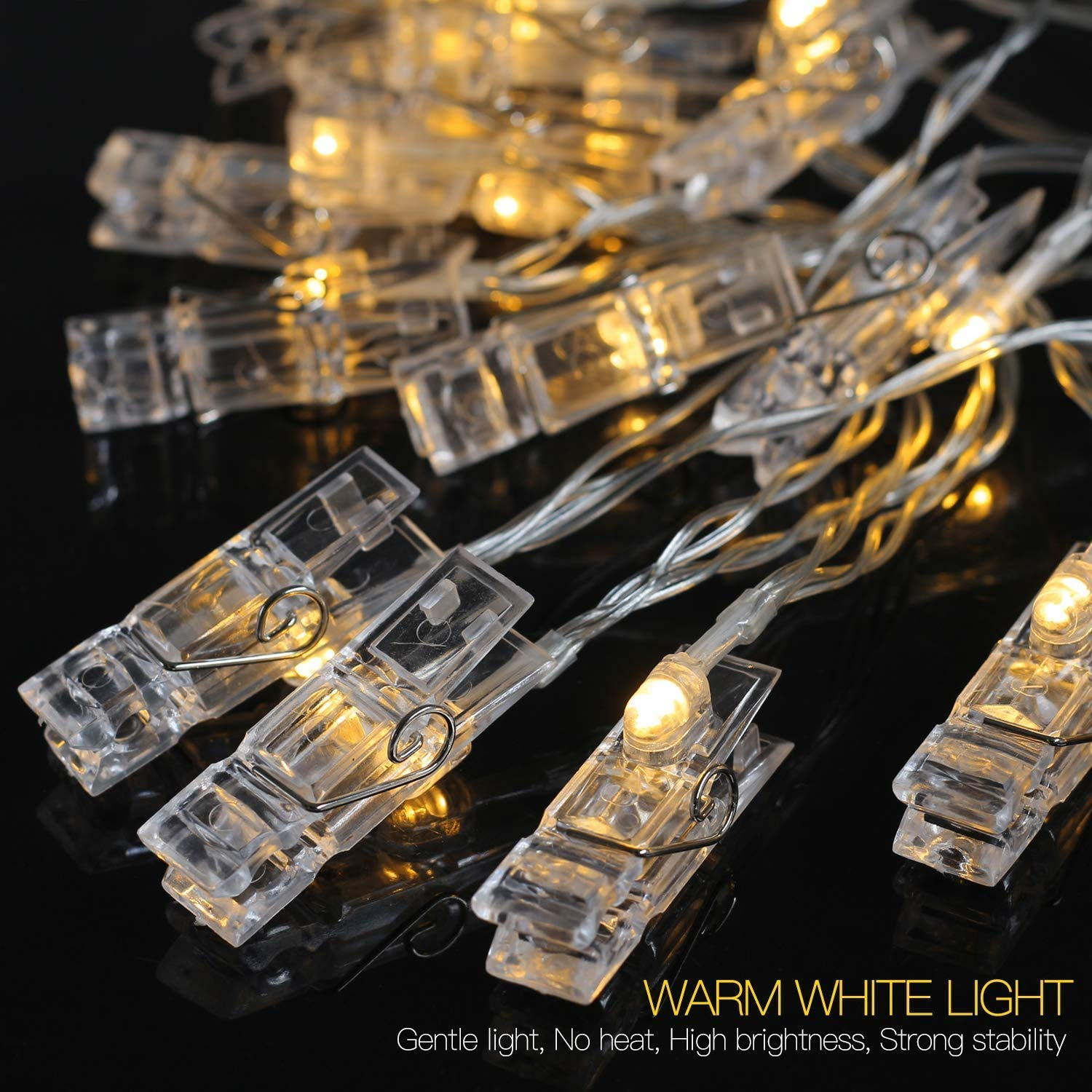Photo Clip Decoration Led Lights For Birthday - Plastic & Glass, 3m Length, Warm White Light | Unique Design, Bright Illumination, Elegant Aesthetics