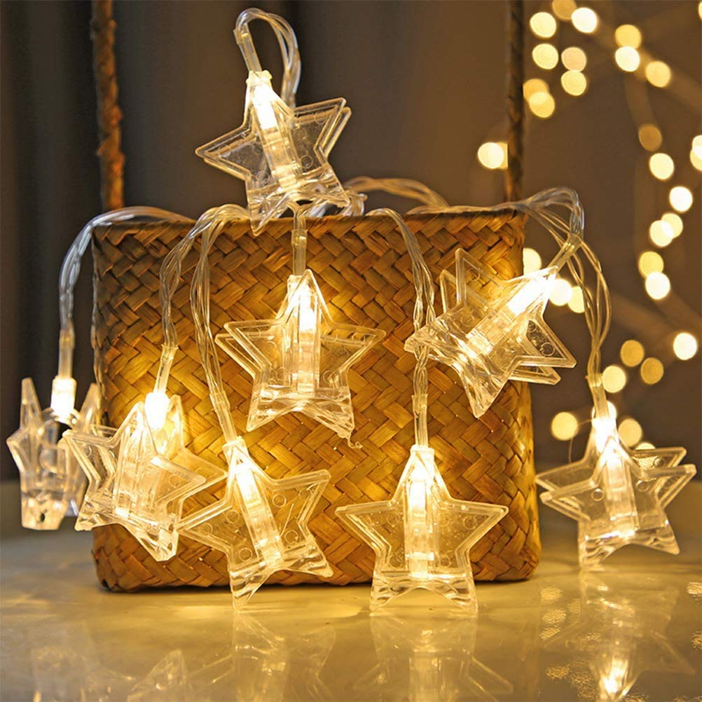 Star Shape Photo Clip String Led Lights - 3m Length, Warm White Color, Plastic & Glass Material | Unique Design For Romantic Party Decoration