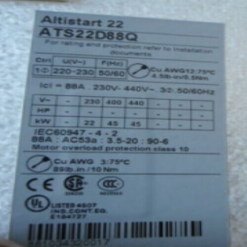 Schneider Electric Ats22d88q Motor Drive Soft Starter