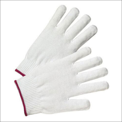 White Nylon Knitted Gloves