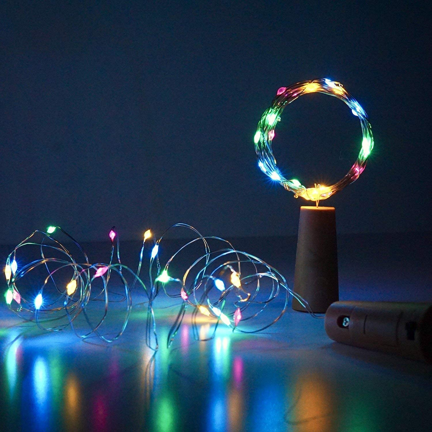 20 Led Bottle Cork Lights - Plastic 2m Length, Multi Color Led Fairy String Lights For Eco-friendly Decoration