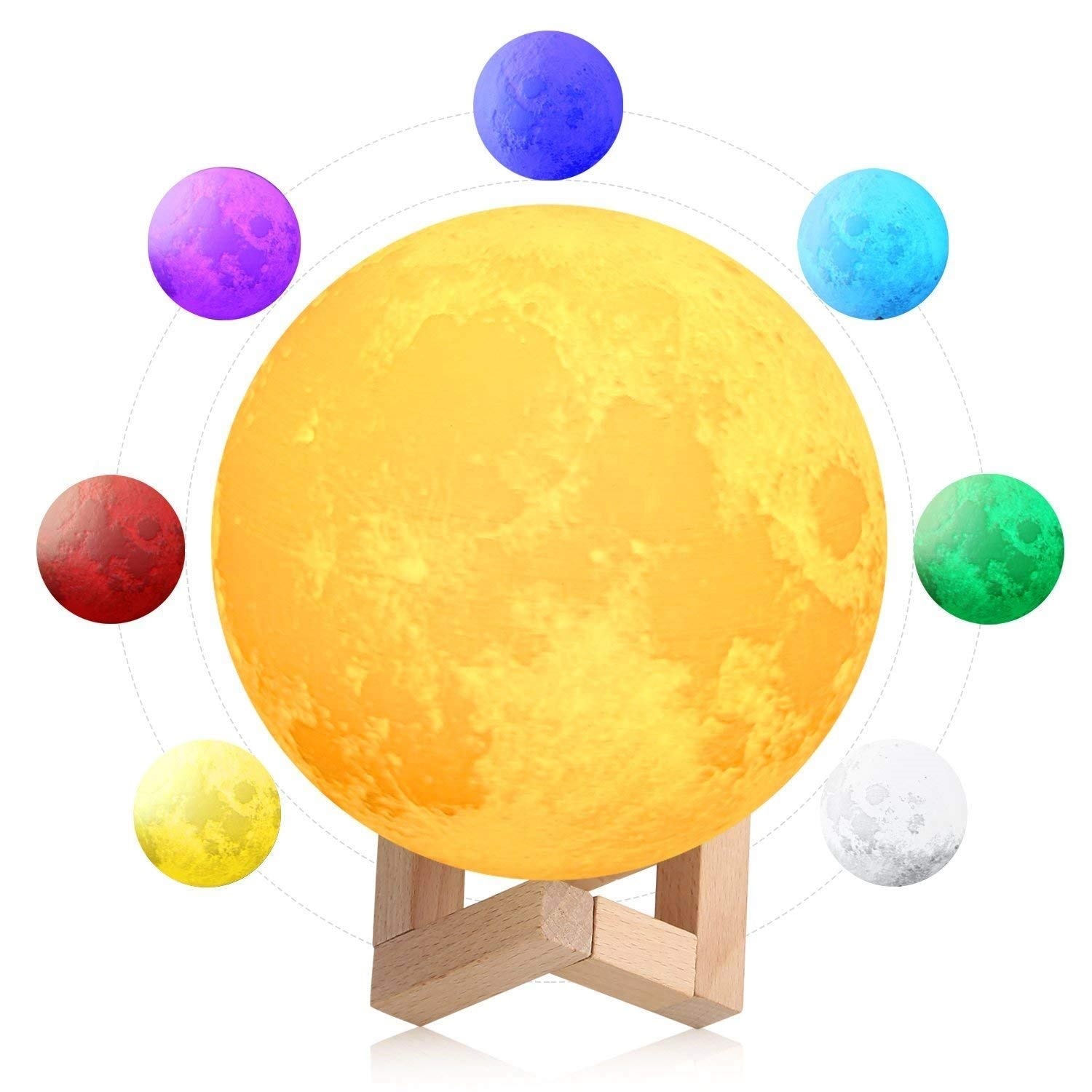 Plastic 3d Illusion Multi Color Moon Lamp