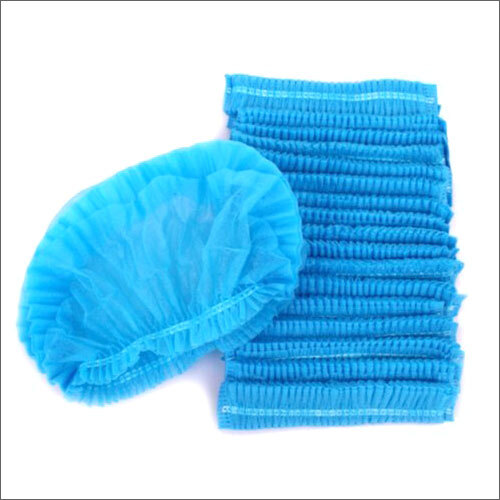 Disposable Bouffant Cap - Non-woven Fabric, 18 Inch Size, Blue Color , 21 Gsm Thickness, Ideal For Medical And Food Service Use