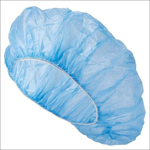 Disposable Bouffant Cap - Non-woven Fabric, 18 Inch Size, Blue Color , 21 Gsm Thickness, Ideal For Medical And Food Service Use