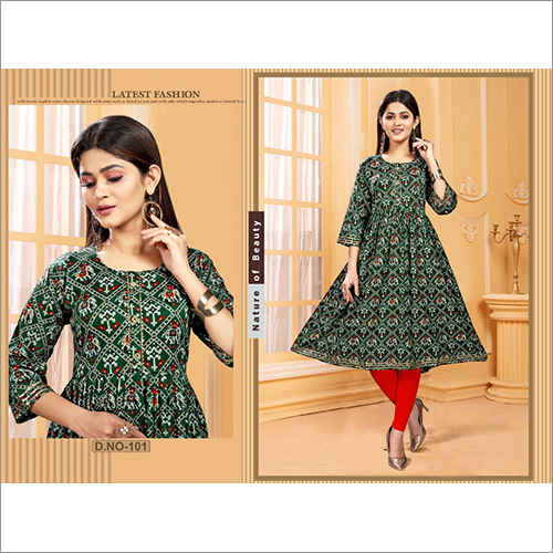 Ladies Fancy Kurtis - Cotton Fabric, Customized Size | Daily Wear, Washable, Lace Decoration