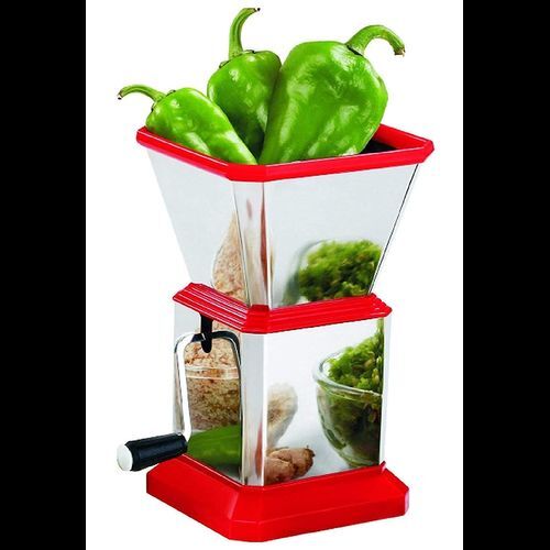 Chilly Cutter (S.s) - Plastic & Stainless Steel, 10x10x15 Cm, Red | Easy Cleaning, Sharp Rotary Blades, Multi-functional Kitchen Helper