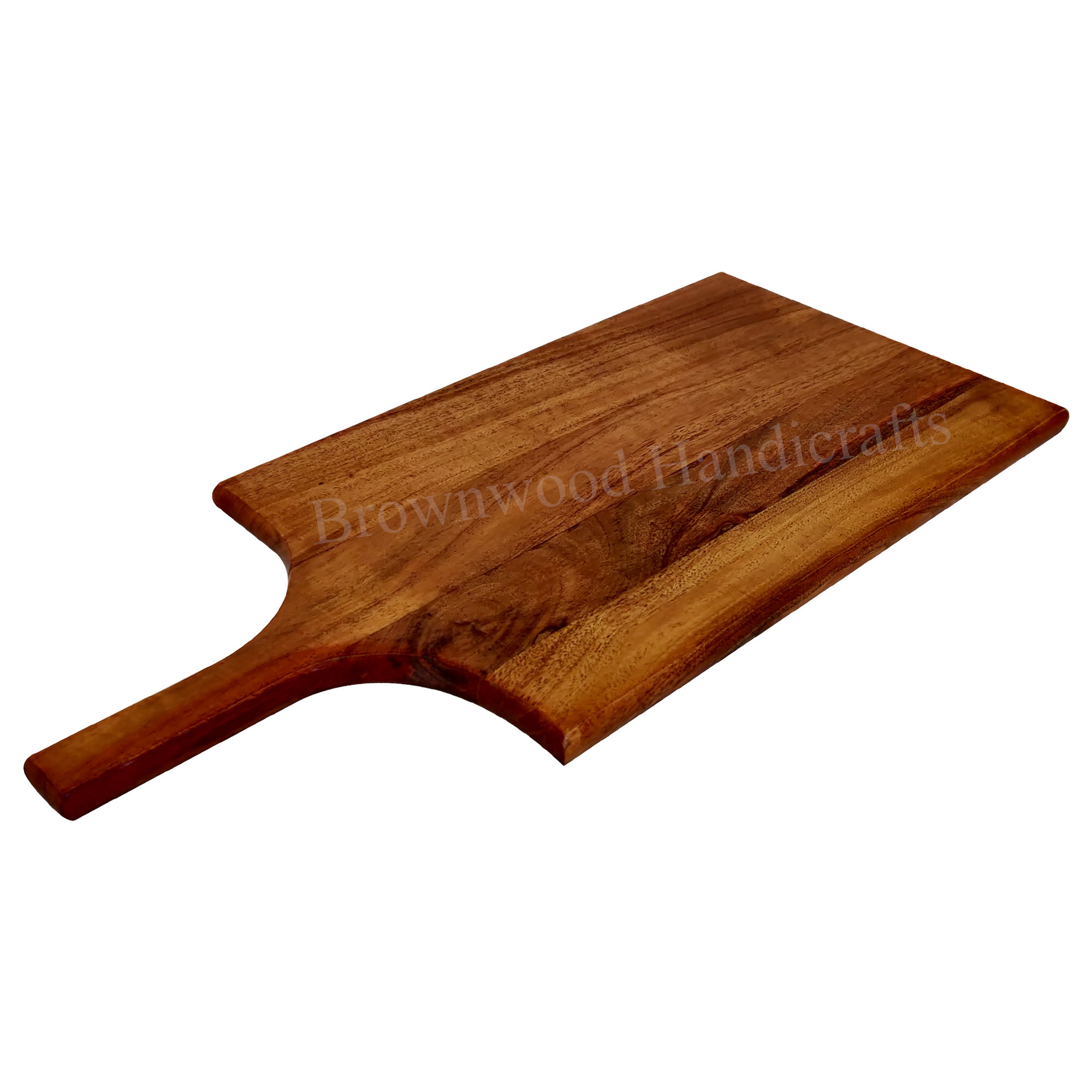 Acacia Wood Rectangle Chopping Board With Handle Size: 17 X 8 Inch