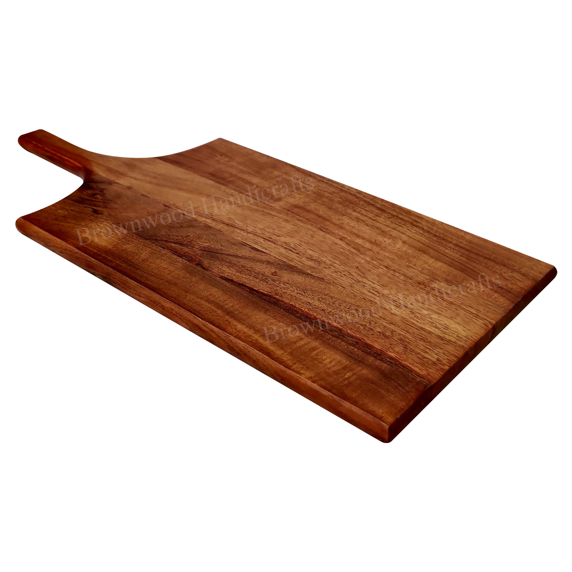 Acacia Wood Rectangle Chopping Board With Handle Size: 17 X 8 Inch