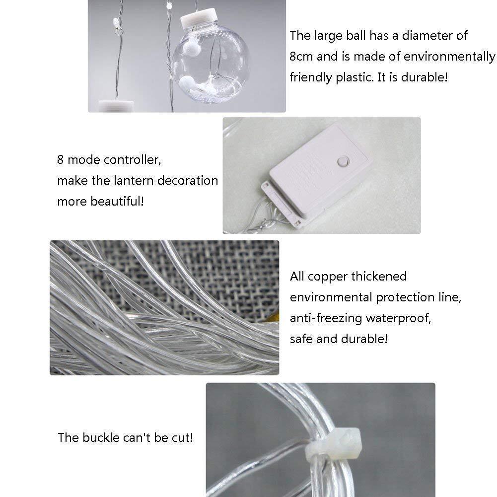 Wish Ball Curtains String With 8 Flashing Modes Plug Sourced Led Lights - 3m Length, Warm White Color, Plastic Material, Ideal For Home Decoration