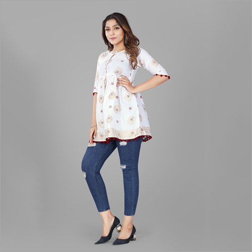 Different Available Ladies Bandhani Cotton Tunic Top