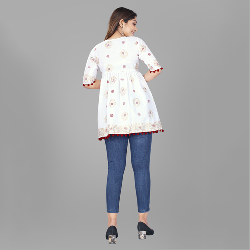 Different Available Ladies Bandhani Cotton Tunic Top