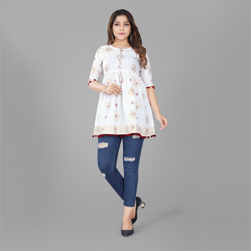 Different Available Ladies Bandhani Cotton Tunic Top