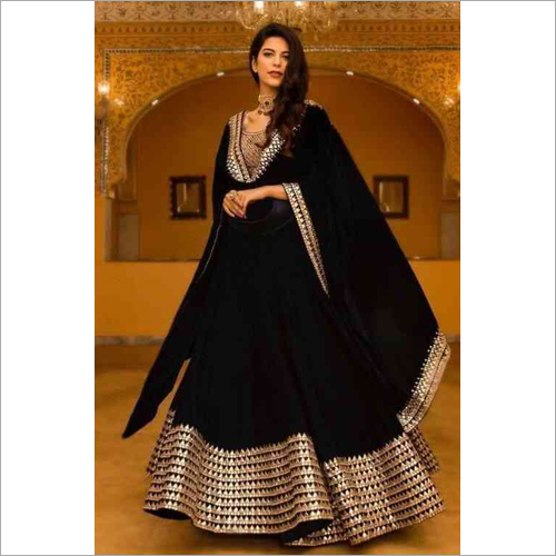 Washable Ladies Black Party Wear Lehenga Choli