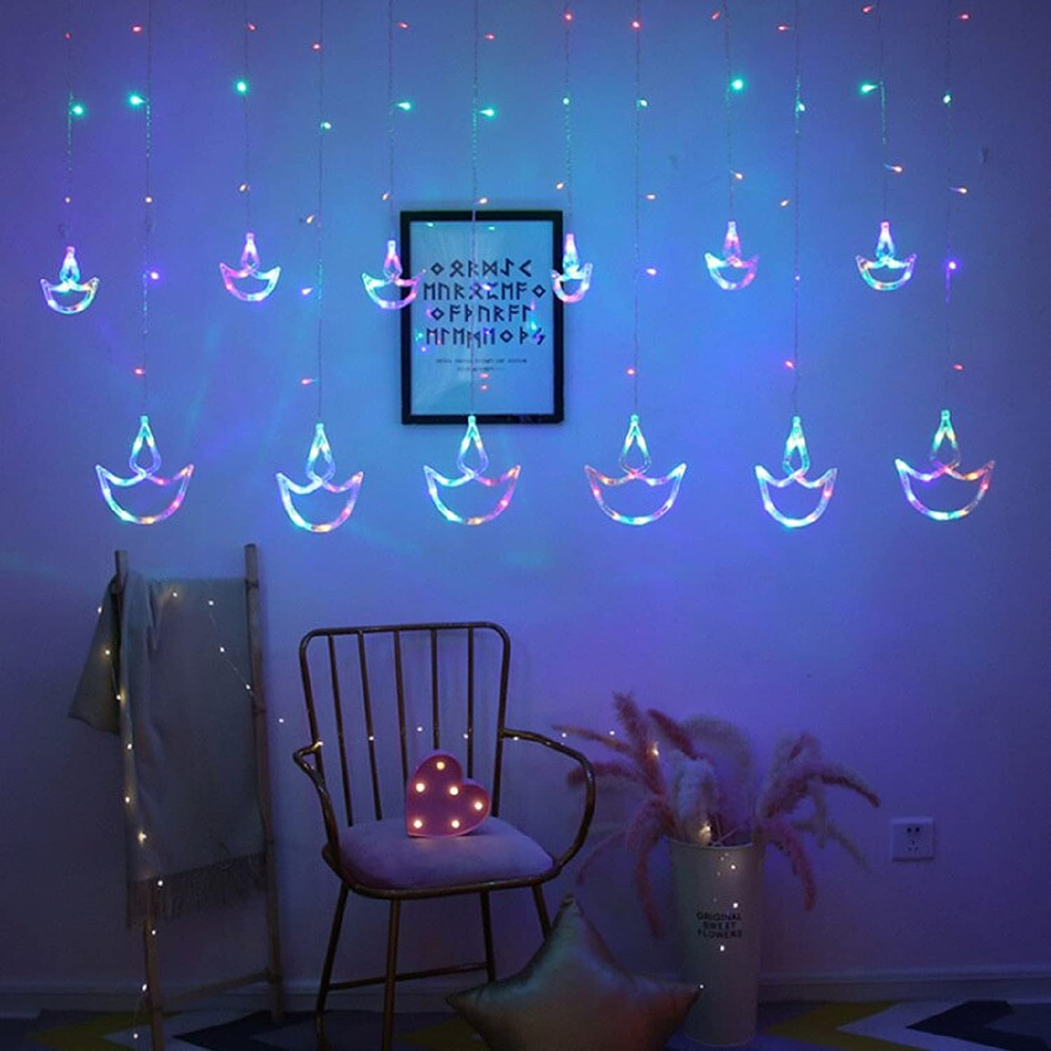 Diwali Curtain String Led Lights With 8 Flashing Modes Decoration Multi Color Light Length: 3  Meter (M)