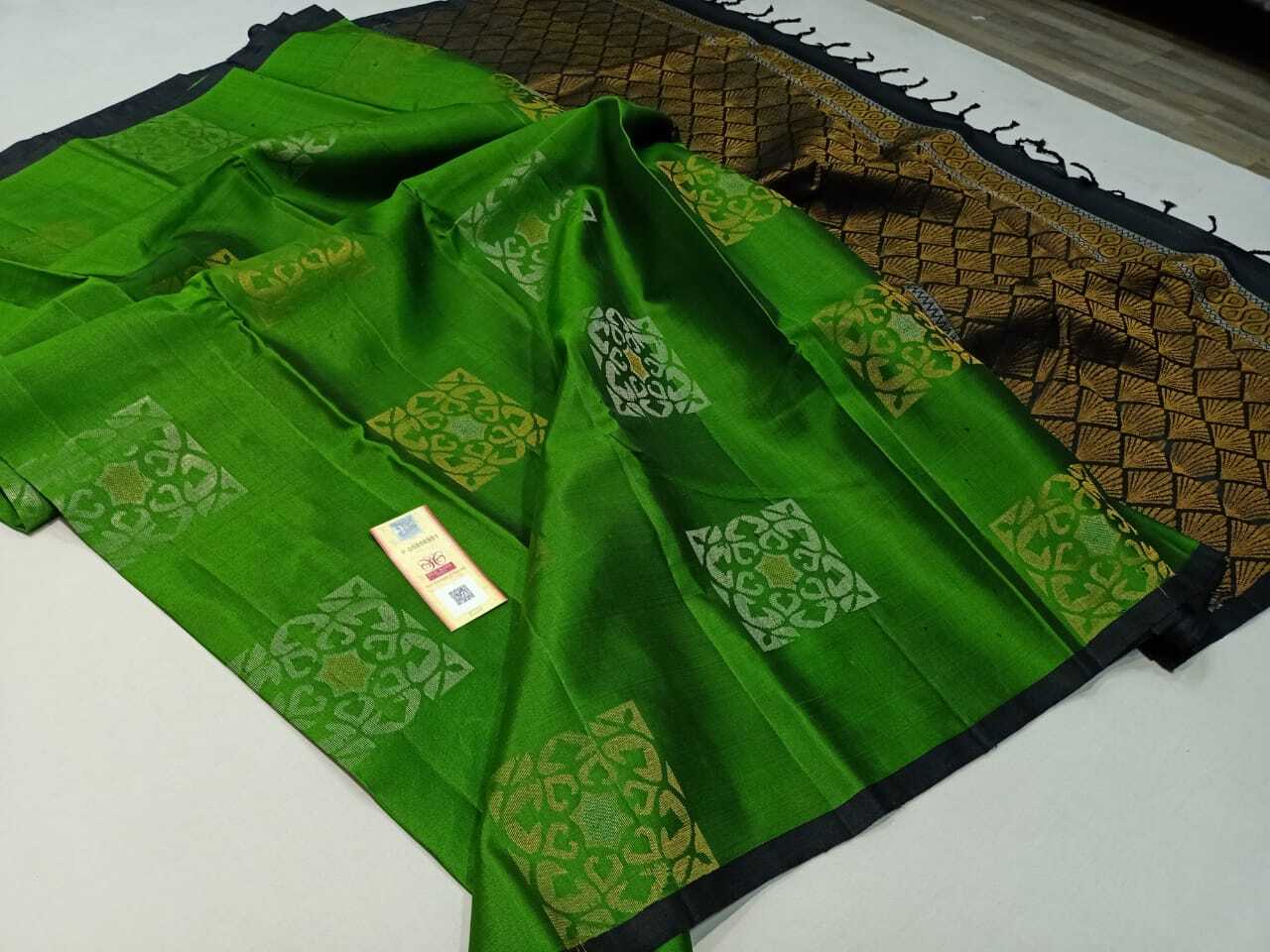 Green Pure Handloom Silk Avrata Butta Pattu
