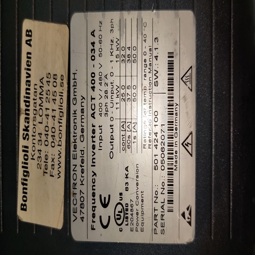 Bonfiglioli Vectron Act 400-034 A 501 424 100 Frequency Inverter-active Drive