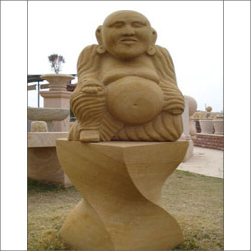 ब्राउन 24 इंच टीक स्टैंड स्टोन स्कल्पचर