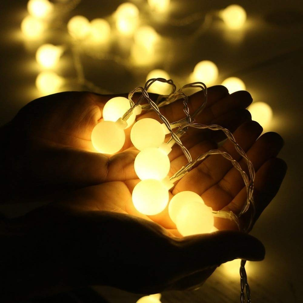Bubble Ball String Led Fairy Lights - 3 Meter Length, Warm White Plastic Material | 20 Bulbs, Indoor & Outdoor Decorative Lighting