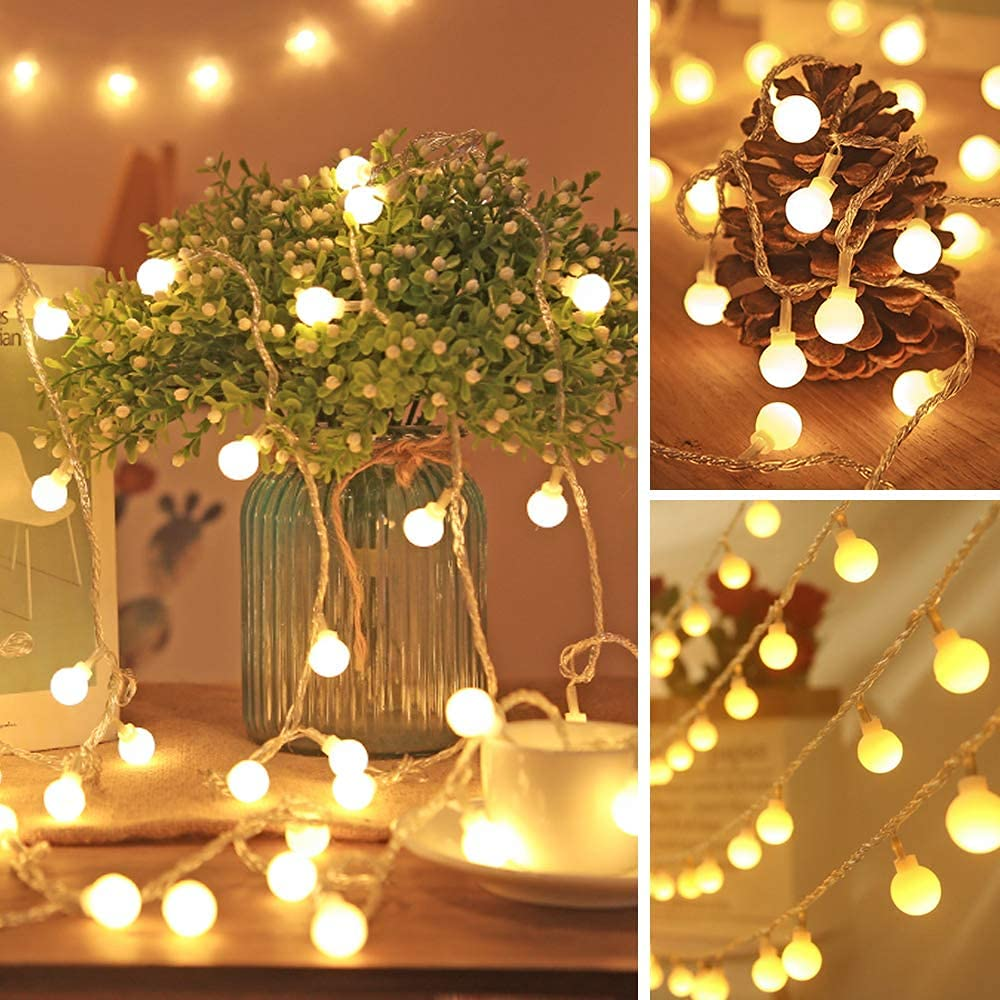Bubble Ball String Led Fairy Lights - 3 Meter Length, Warm White Plastic Material | 20 Bulbs, Indoor & Outdoor Decorative Lighting