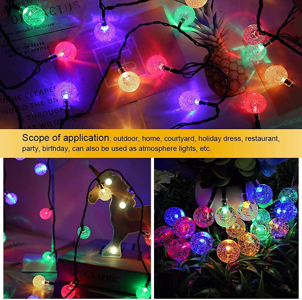 Crystal Ball Fairy Bubble String Led Lights For Decorations - Plastic Material, 2m Length, Multi Color Rgb | Customizable Designs For All Occasions