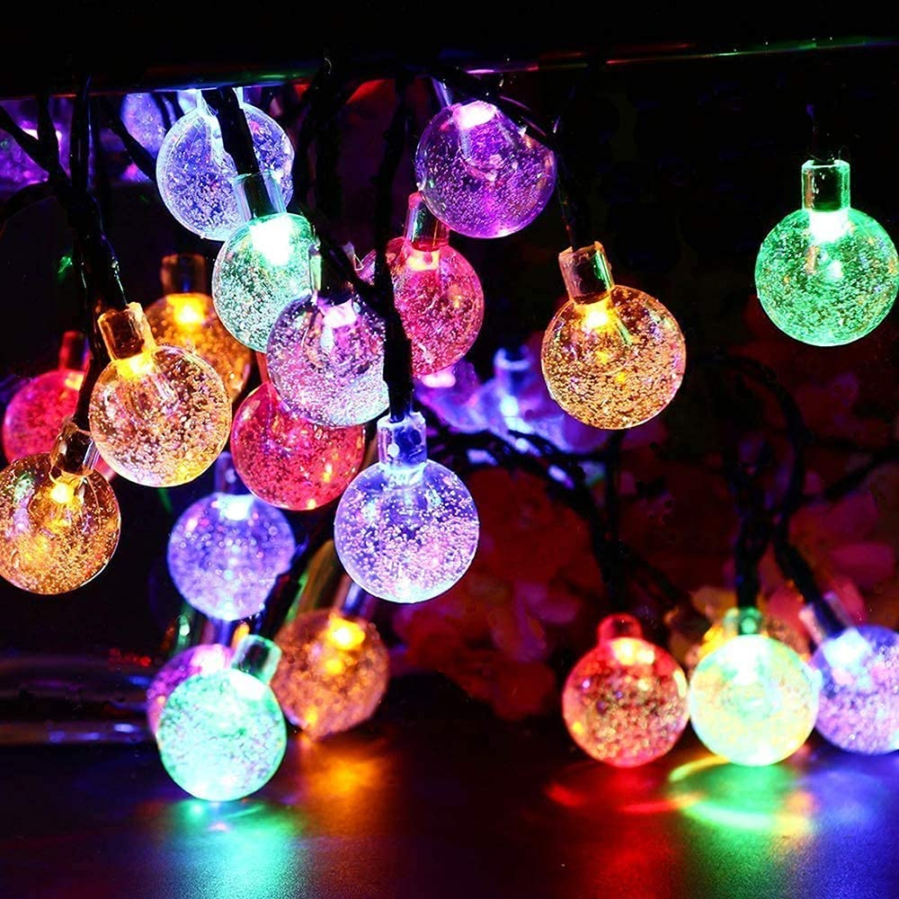 Crystal Ball Fairy Bubble String Led Lights For Decorations - Plastic Material, 2m Length, Multi Color Rgb | Customizable Designs For All Occasions