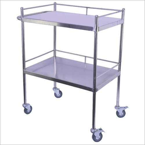 Instrument Trolley - Stainless Steel, Silver Finish | Heavy Load Capacity, Unmatched Strength, Optimal Longevity, Suitable For Hospital Use