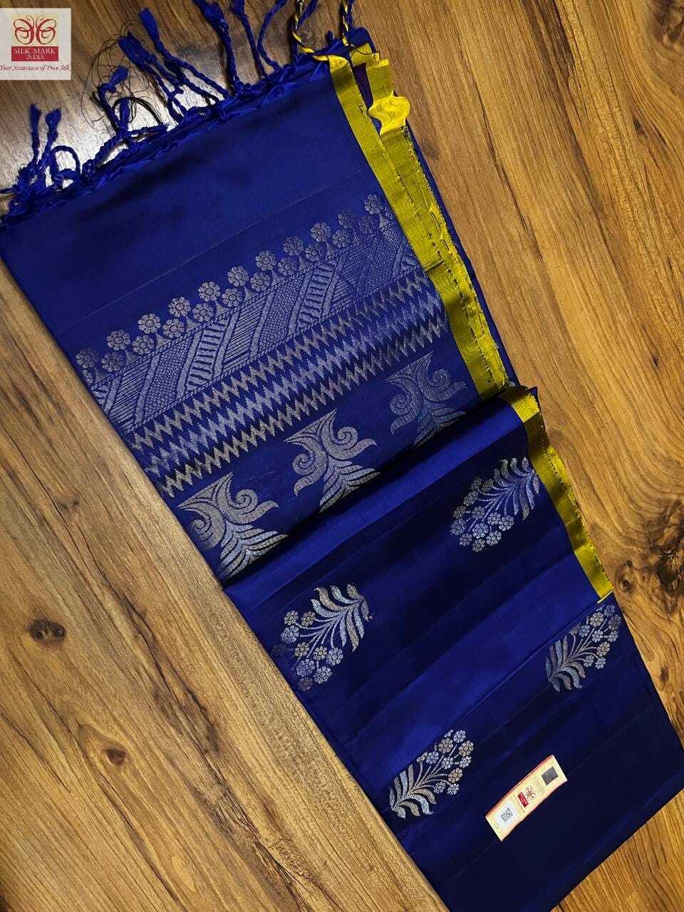 Blue Pure Kanjivaram Silk Handwoven Saree