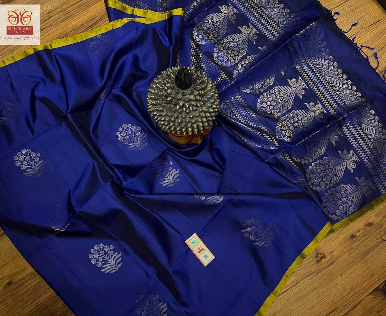 Blue Pure Kanjivaram Silk Handwoven Saree