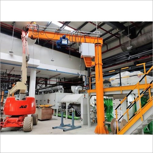 Pillar Mounted JIB Crane - Mild Steel, 9 ft Max Lifting Height, 3 m Span, Yellow | Hydraulic Control, 5 Ton Lifting Capacity, Indoor and Outdoor Use