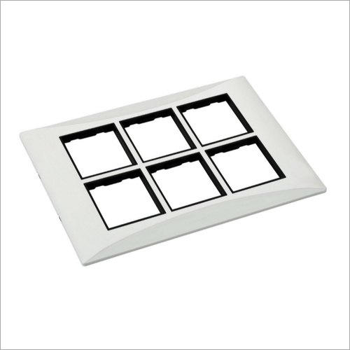 Flicker Modular Switch Plate Black Line 12M - Polycarbonate, 12 Modular Size, Glossy Finish, White Color | Modern Rectangular Design