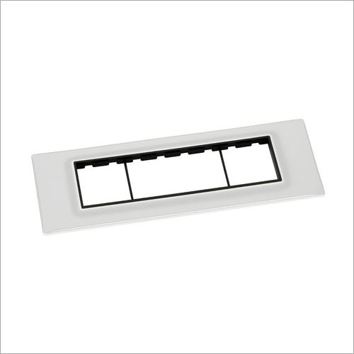 Dominate Modular Switch Plate Black Line HZ8M - Polycarbonate Material, 8 Module Size, Glossy Finish, Rectangular Shape, White Color