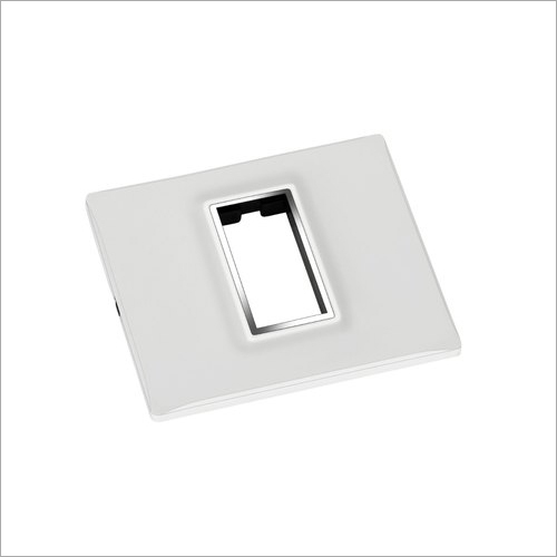 Dominate Modular Switch Plate Silver Line 1M - Polycarbonate Material, Rectangular Shape, Glossy White Finish | All Purpose Usage, Durable Design