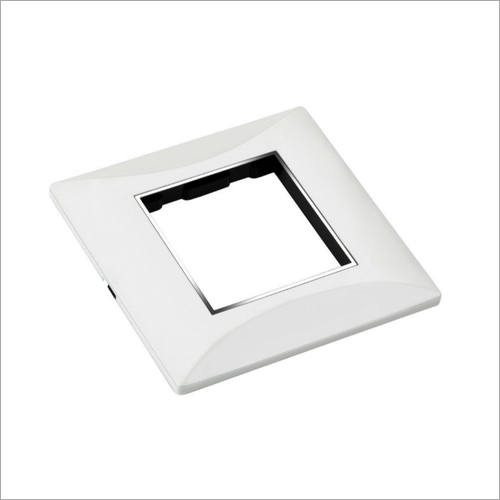 Flicker Modular Switch Plate Silver Line 2M - Polycarbonate Material, 2 Module Size, Glossy White Finish | Square Shape, Modern Design