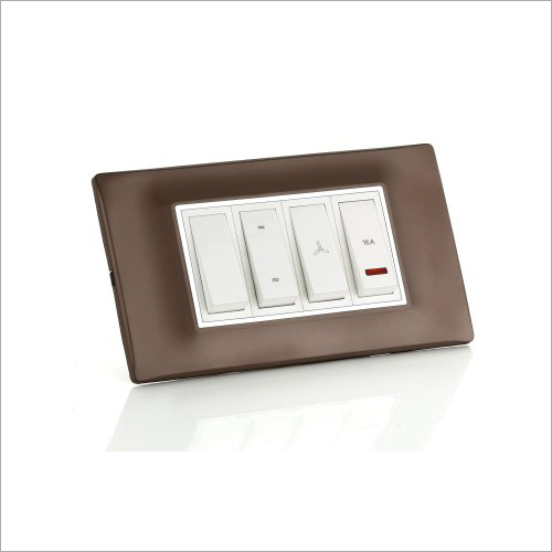 Modular Switch Plate - Polycarbonate Material, 4 Module Size - Glossy Metallic Finish