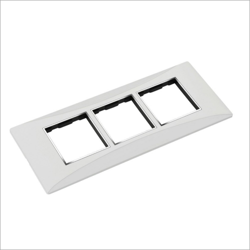 Flicker Modular Switch Plate Silver Line 4M - Polycarbonate, Size 4 Modular, Glossy Finish, Rectangular Shape, White Color