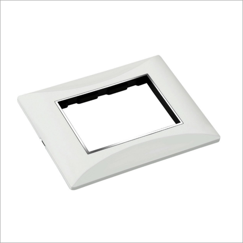 Flicker Modular Switch Plate - Polycarbonate, 3 Module Size | Glossy White Finish, Rectangular Shape