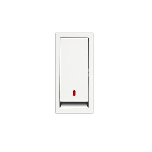 Modular Switches With Indicator 6A 1 Way Flat - Polycarbonate Material, 1 Module Size, White Color | 1-Way Switch Operation, Rated Current 6AMP