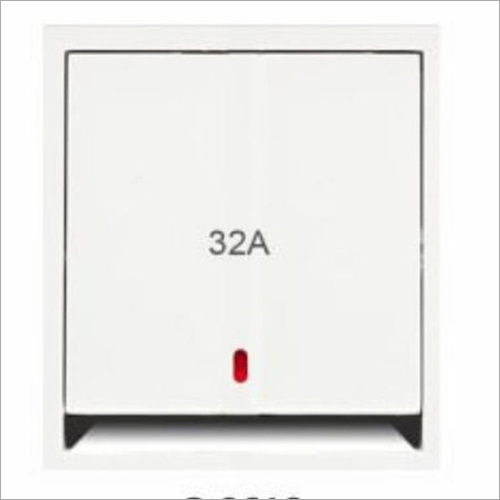 Modular 32A DP Switches With Indicator Flate - Polycarbonate Material, 2 Module Size, White Color | One Way Operation, All Purpose Usage