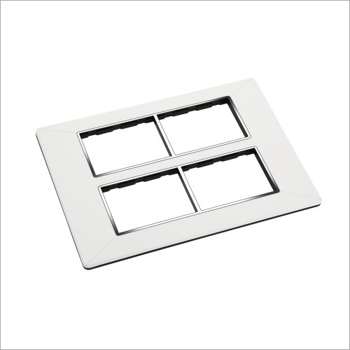 Radiant Modular Switch Plate Silver Line 12M - Polycarbonate, 12 Module Size, Glossy White Finish | All Purpose Usage, Versatile Design