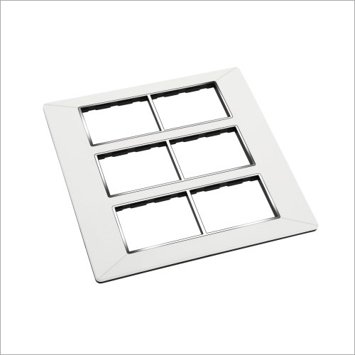 Radiant Modular Switch Plate Silver Line 18M - Polycarbonate, 18 Module Size, Glossy Finish, White Color | Suitable for All Purpose Use