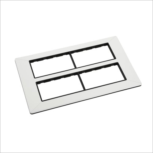 Radiant Modular Switch Plate Black Line 16M - Polycarbonate, 16 Modular Size, Glossy Finish, White Color  | Modern Aesthetic Design