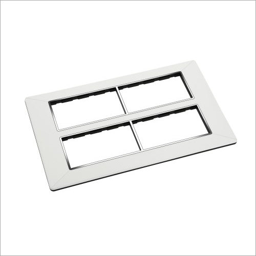 Radiant Modular Switch Plate Silver Line 16M - Polycarbonate, 16 MODULAR Size, Glossy White Finish | Durable Rectangular Design