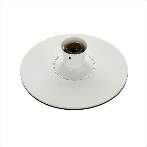 व्हाइट हैवी 7X7 सीलिंग बैटन बल्ब होल्डर सिल्वर लाइन ब्रास रिंग