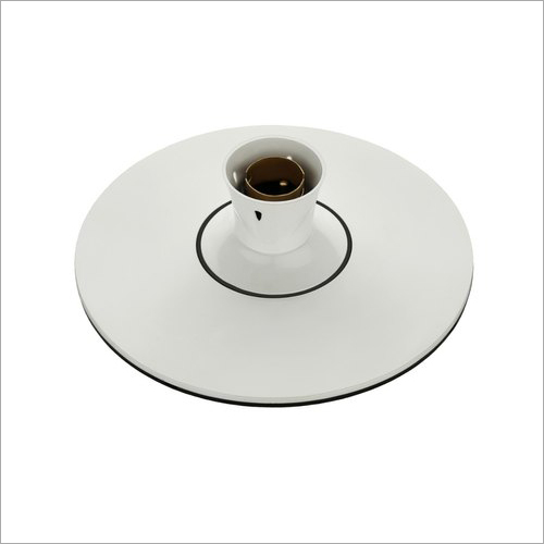 Heavy 7x7 Ceiling Batten Bulb Holder Black Line Brass Ring - Ceramic Body, White Color , Flame Retardant Finish, All Purpose Usage