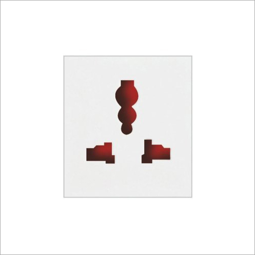 Modular 6A-13A Pin Type Socket - Polycarbonate Material, 2M Size, White Color, With Shutter