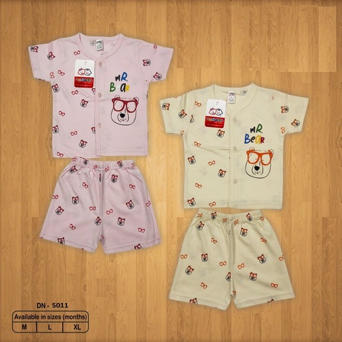 Kids Casual Printed T-Shirt and Shorts Set - Cotton, Size: M/L/XL | Unisex, Washable, Short Sleeves, Modern Design with Customized Logo