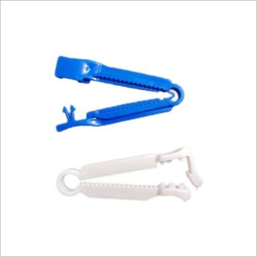 Umbilical Cord Clamp - Plastic, 10-15 Cm Size, Blue and White Colors | Single Use, Antiseptic Compatible