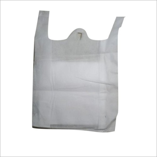 White W Cut Non Woven Bags - Non Woven, 10 Kg Capacity, White Color, 65 GSM | Suitable for Grocery Shopping, W Cut Handles for Easy Holding
