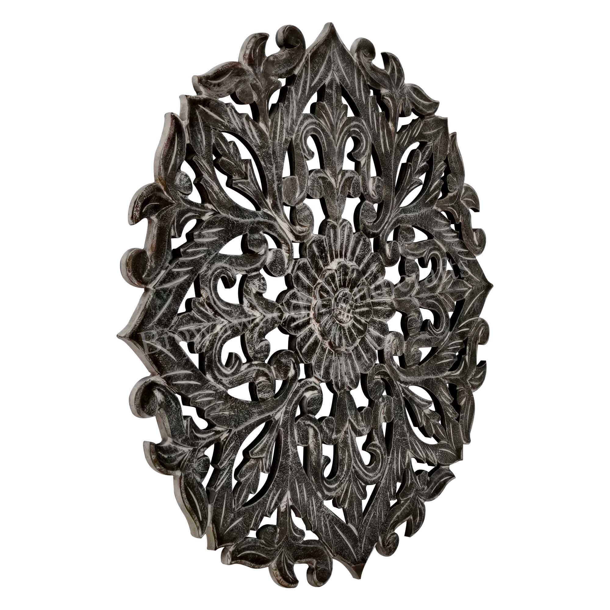 Mdf Carved Round Pp White Shade Wall Panel Size: 90 X 90 Cm (17mm)
