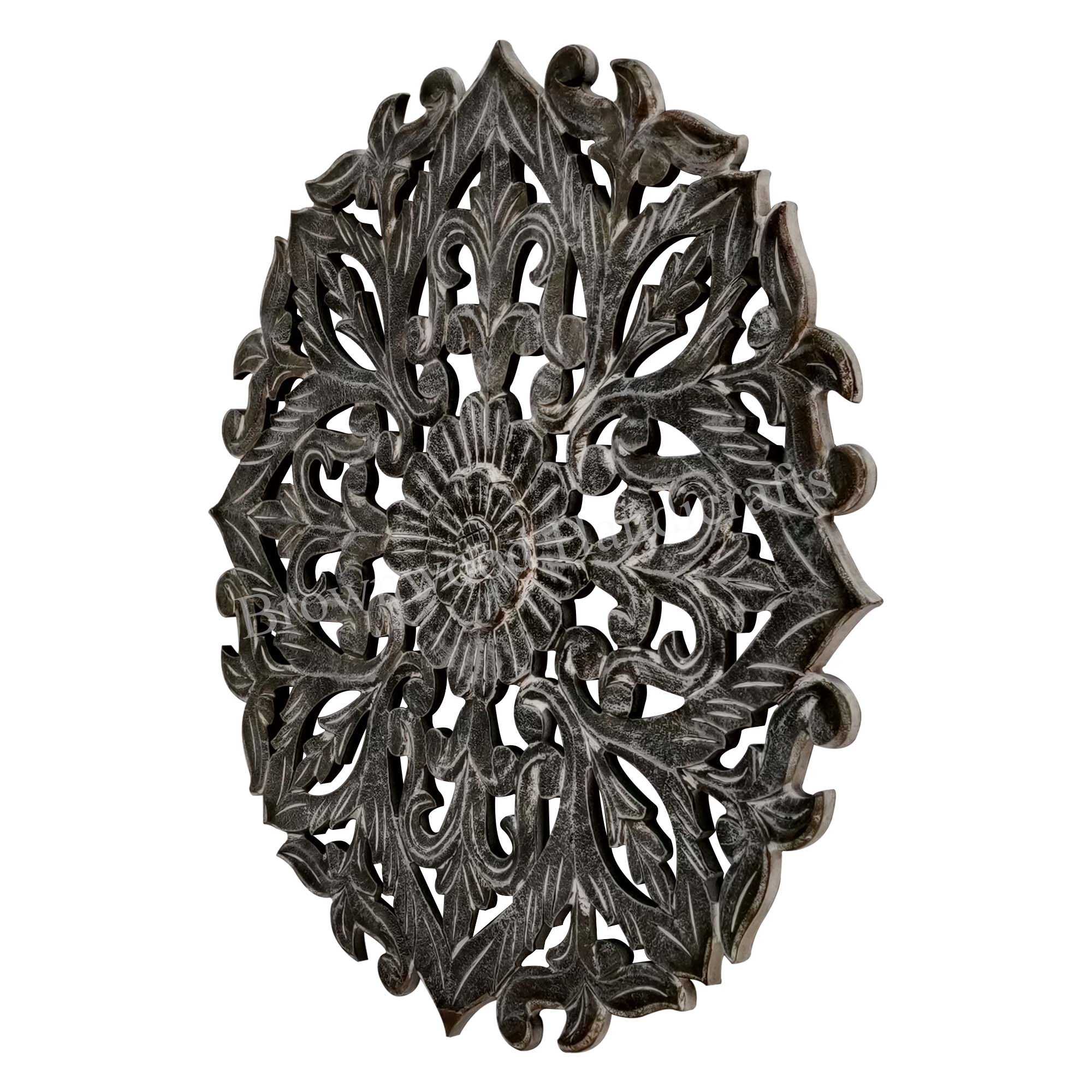 Mdf Carved Round Pp White Shade Wall Panel Size: 90 X 90 Cm (17mm)